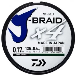 Леска плетёная Daiwa J-Braid x4 Dark Green 135 м