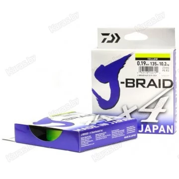 Леска плетёная Daiwa J-Braid x4 Yellow 135 м