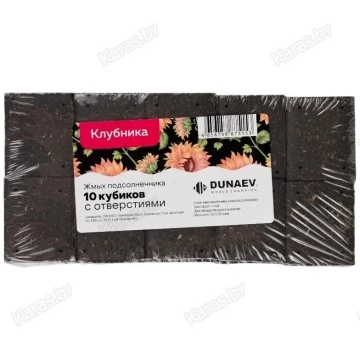 Жмых (макуха) Dunaev подсолнечный в спрессованных кубиках Клубника 300 г