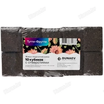 Жмых (макуха) Dunaev подсолнечный в спрессованных кубиках Тутти-Фрутти 300 г