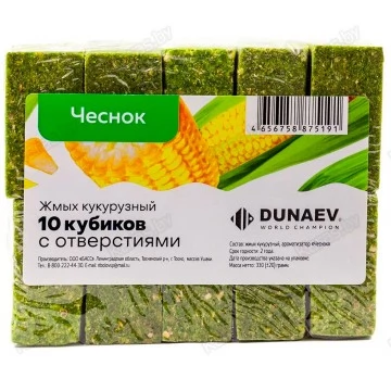 Жмых (макуха) Dunaev кукурузный в спрессованных кубиках Чеснок 300 г