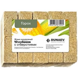 Жмых (макуха) Dunaev кукурузный в спрессованных кубиках Горох 300 г