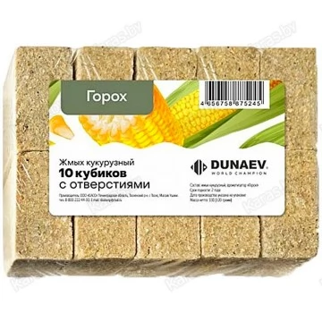 Жмых (макуха) Dunaev кукурузный в спрессованных кубиках Горох 300 г