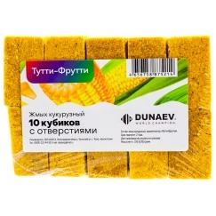 Жмых (макуха) Dunaev кукурузный в спрессованных кубиках Тутти-Фрутти 300 г