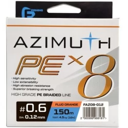 Шнур F-Fishing Azimuth PE X8 Orange 150 м