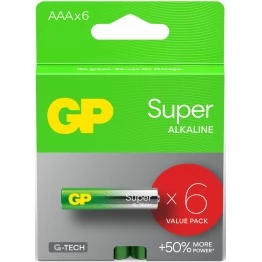 Батарейки GP Super LR03/24A в блистере 6 шт (AAA)