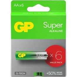 Батарейки GP Super LR6/15A в блистере 6 шт (AA)