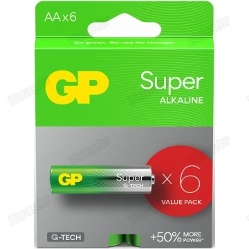 Батарейки GP Super LR6/15A в блистере 6 шт (AA)
