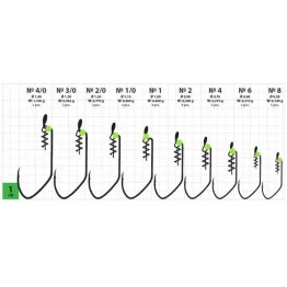 Крючки офсетные с пружинкой и стопором Gurza Worm 401 LEHS BN