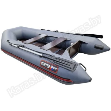 Надувная 2-х местная ПВХ лодка Hunter 290 Л (серая)