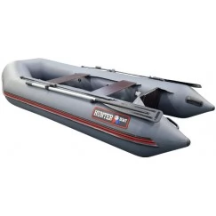 Надувная 2-х местная ПВХ лодка Hunter 290 ЛК (серая)
