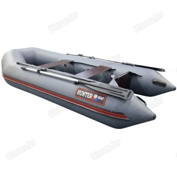 Надувная 2-х местная ПВХ лодка Hunter 290 ЛК (серая)