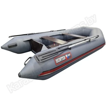 Надувная 2-х местная ПВХ лодка Hunter 290 ЛК (серая)
