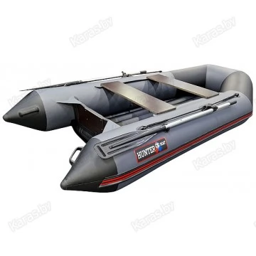 Надувная 2-х местная ПВХ лодка Hunter 290 ЛКА (НДНД, серая)