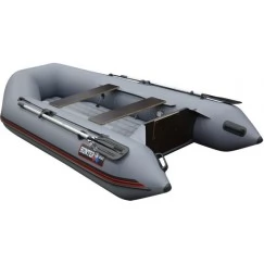 Надувная 2-х местная ПВХ лодка Hunter 290 ЛН (надувное дно, серая)