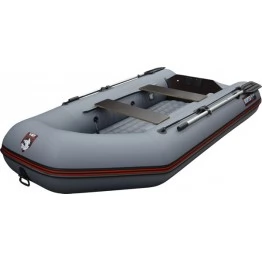 Надувная 2-х местная ПВХ лодка Hunter 290 ЛН (надувное дно, серая)