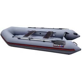 Надувная 2-х местная ПВХ лодка Hunter 320 ЛН (надувное дно, серая)