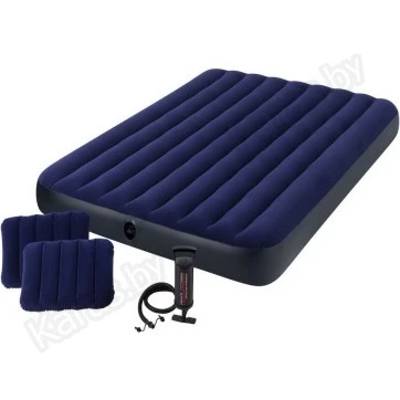 Надувной матрас Intex Classic Downy 203х152х25 см с 2 подушками и насосом (64765)