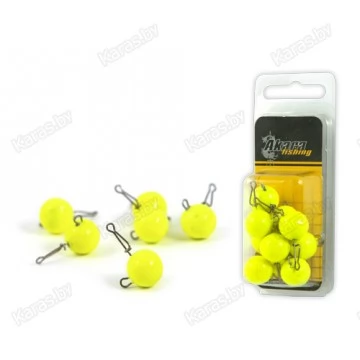 Груз чебурашка Akara "round yellow" 4-40г. с застёжкой (10 шт.)