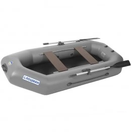 Надувная 1 местная ПВХ лодка Лоцман С-240 (без настила, серая)