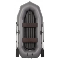 Надувная 2-ух местная ПВХ лодка Лоцман Профи С-240М ВНД (надувное дно, серая)