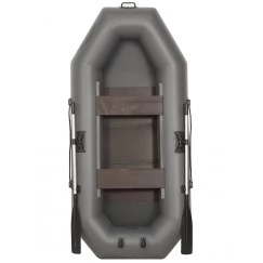 Надувная 2-ух местная ПВХ лодка Лоцман С-240 ЖС (жесткая слань, серая)