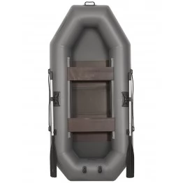 Надувная 2-ух местная ПВХ лодка Лоцман С-240 ЖС (жесткая слань, серая)