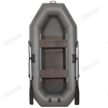 Надувная 2-ух местная ПВХ лодка Лоцман С-240 ЖС (жесткая слань, серая)