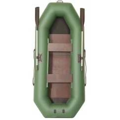 Надувная 2-ух местная ПВХ лодка Лоцман С-240 ЖС (жесткая слань, зеленая)
