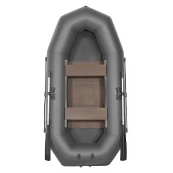 Надувная 2-ух местная ПВХ лодка Лоцман Профи С-240М ЖС (жесткая слань, серая)