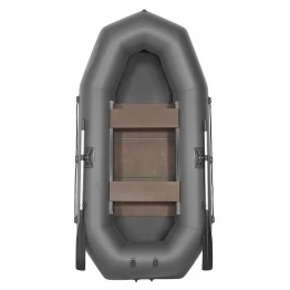 Надувная 2-ух местная ПВХ лодка Лоцман Профи С-240М ЖС (жесткая слань, серая)