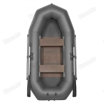 Надувная 2-ух местная ПВХ лодка Лоцман Профи С-240М ЖС (жесткая слань, серая)