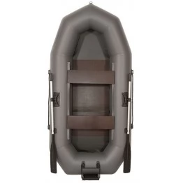 Надувная 2-ух местная ПВХ лодка Лоцман Профи С-260М ЖСП (жесткая слань, серая)