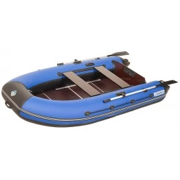 Надувная 3-х местная ПВХ лодка Лоцман M-300 (синий-черный, киль)