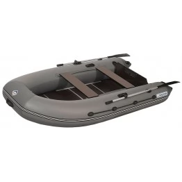 Надувная 3-х местная ПВХ лодка Лоцман M-300 (серый-темно-серый, киль)