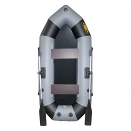 Надувная 2-местная ПВХ лодка Лодки Поволжья R-240 (серо-черная)