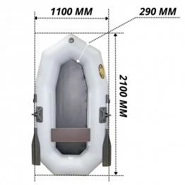 Надувная 1-местная ПВХ лодка Лодки Поволжья R-210 (серая)
