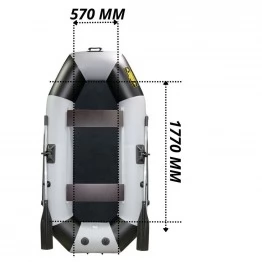 Надувная 2-местная ПВХ лодка Лодки Поволжья S-265 (серо-черная)