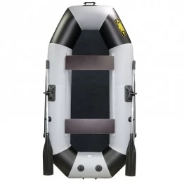 Надувная 2-местная ПВХ лодка Лодки Поволжья S-245 (серо-черная)