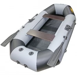 Надувная 2-местная ПВХ лодка Лодки Поволжья S-245 (серо-черная)