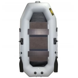 Надувная 2-местная ПВХ лодка Лодки Поволжья S-265 (серая, жесткая слань)