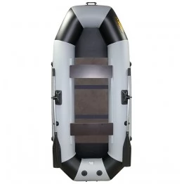 Надувная 2-местная ПВХ лодка Лодки Поволжья S-280 (серо-черная, жесткая слань)