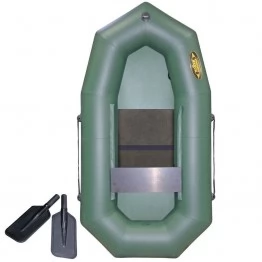 Надувная 1-местная ПВХ лодка Лодки Поволжья S-210 гребки (зеленая, жесткая слань)