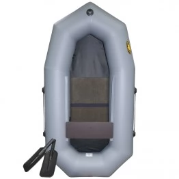 Надувная 1-местная ПВХ лодка Лодки Поволжья S-210 гребки (серая, жесткая слань)