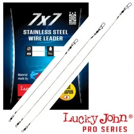 Набор стальных поводков Lucky John 7x7 SSW AFW LJP6019 оснащённых вертлюгом и вертлюгом с застёжкой (30 шт.)