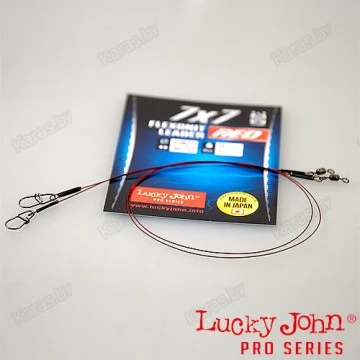 Стальные поводки Lucky John 7x7 Flexonit Red LJP6509 оснащённые вертлюгом и застёжкой (2 шт.) Ø 0.27 мм