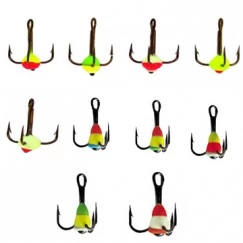 Крючки-тройники для приманок Lucky John с каплей цветной LJ99100-**