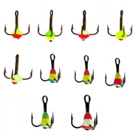 Крючки-тройники для приманок Lucky John с каплей цветной LJ99100-**