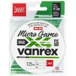 Леска плетёная Lucky John Vanrex Micro Game х4 Braid Fluo Green 125 м