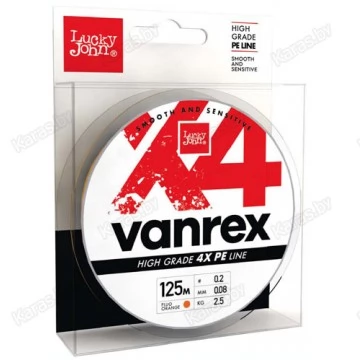 Леска плетёная Lucky John Vanrex X4 Fluo Orange 125 м